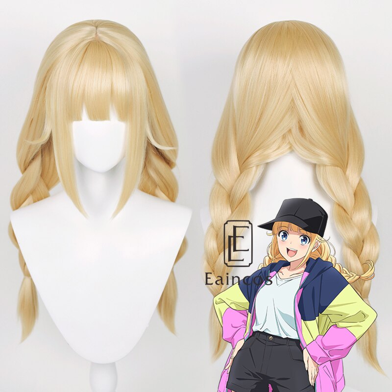Anime Paripi Koumei Tsukimi Eiko Cospaly Wig Ya Boy Kongming Double Braided Women Wigs Heat Resistant Synthetic Hair